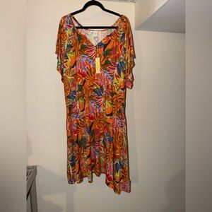C&C California Positively Curvy Vibrant Tropical Print Dress